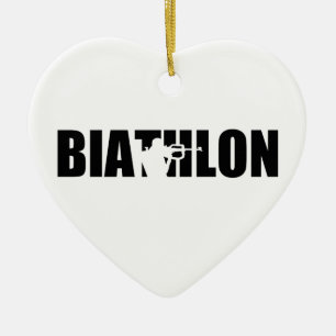 Ornement Cœur En Céramique Biathlon