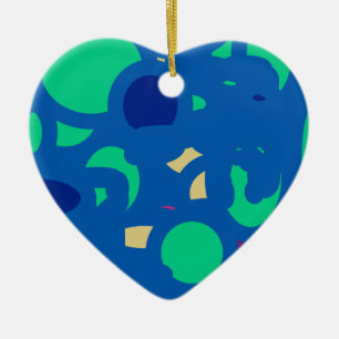 Ornement Cœur En Céramique bleu rond