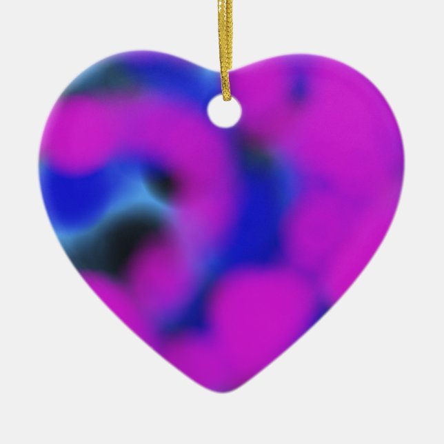 Ornement Cœur En Céramique bleu violet et noir mélangeant l'art abstrait (Devant)
