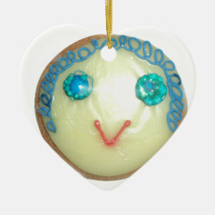 Ornement Cœur En Céramique Blue Hair Emoji Art Imprimer/Graphique