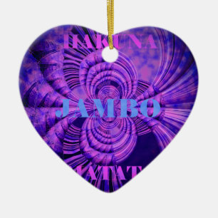 Ornement Cœur En Céramique Blue Sky Hakuna Matata Kenya Giraffe Tissé Art C
