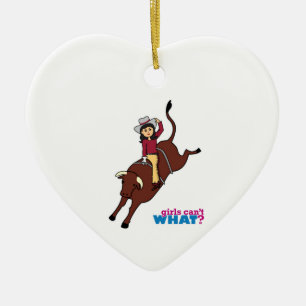 Ornement Cœur En Céramique Bull Rider - Moyen