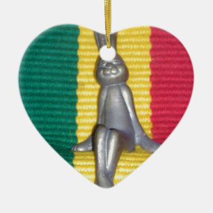 Ornement Cœur En Céramique Bunny à Rasta Couleurs : Une touche d'art Super
