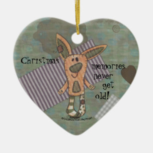 Ornement Cœur En Céramique Bunny Prim
