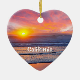 Ornement Cœur En Céramique California Holiday Heart