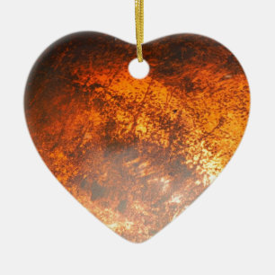 Ornement Cœur En Céramique Camion vintage Junk rouge et orange