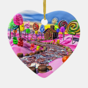 Ornement Cœur En Céramique Candyland rose