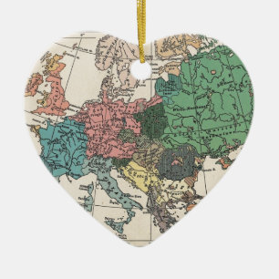 Ornement Cœur En Céramique Carte Vintage voyage