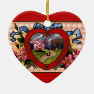 Ornement Cœur En Céramique Cartes de vœux vintage pour la Saint-Valentin Cœur