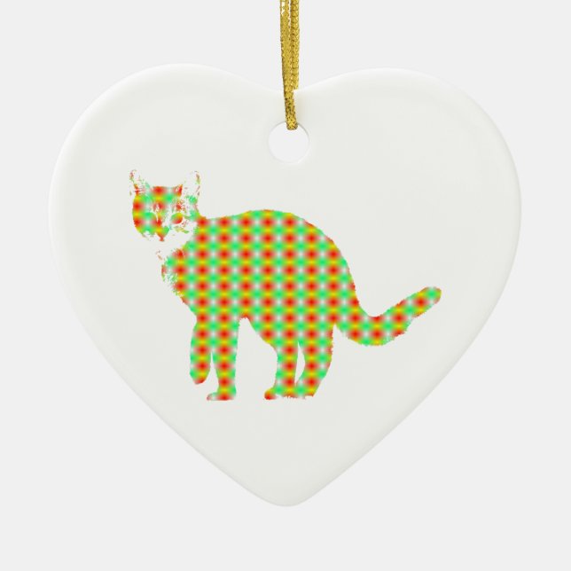 Ornement Cœur En Céramique Chat à motifs (Devant)