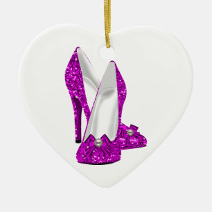 Ornement Cœur En Céramique Chaussures haute talon Stileto Parties scintillant