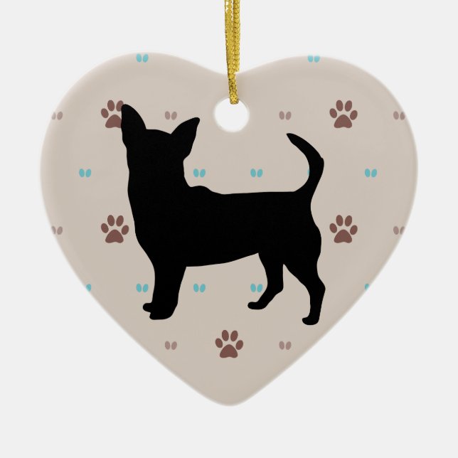 Ornement Cœur En Céramique Chihuahua (Devant)