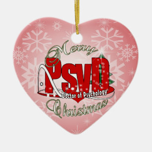 Ornement Cœur En Céramique CHRISTMAS PsyD Docteur en Psychologie