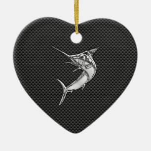 Ornement Cœur En Céramique Chromes Style Marlin on Carbon