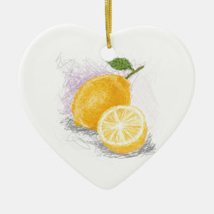 Ornement Cœur En Céramique citron