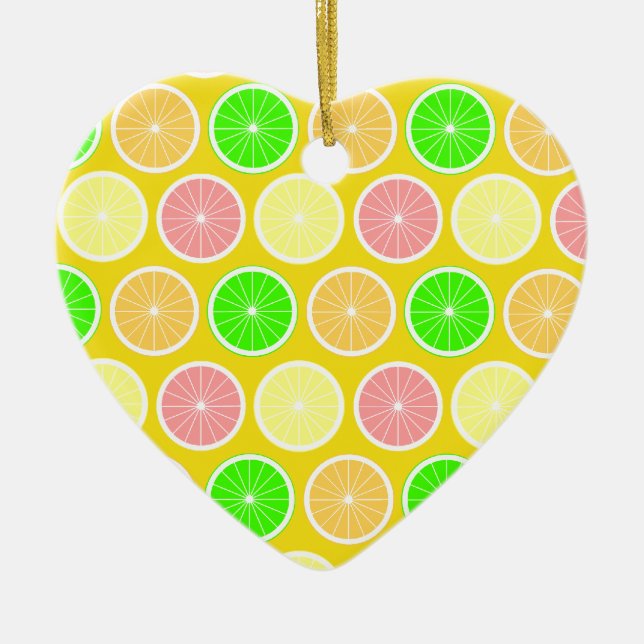 Ornement Cœur En Céramique Citrus (Devant)