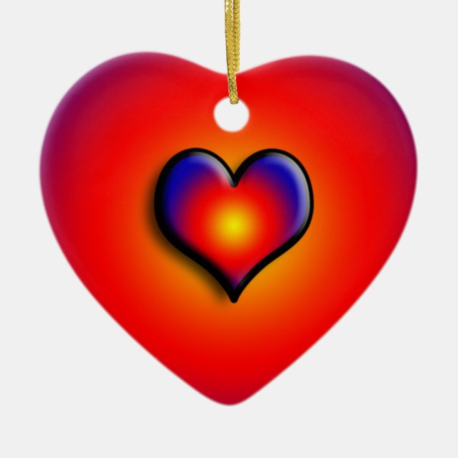 ORNEMENT CŒUR EN CÉRAMIQUE COEUR COLORÉE (Devant)