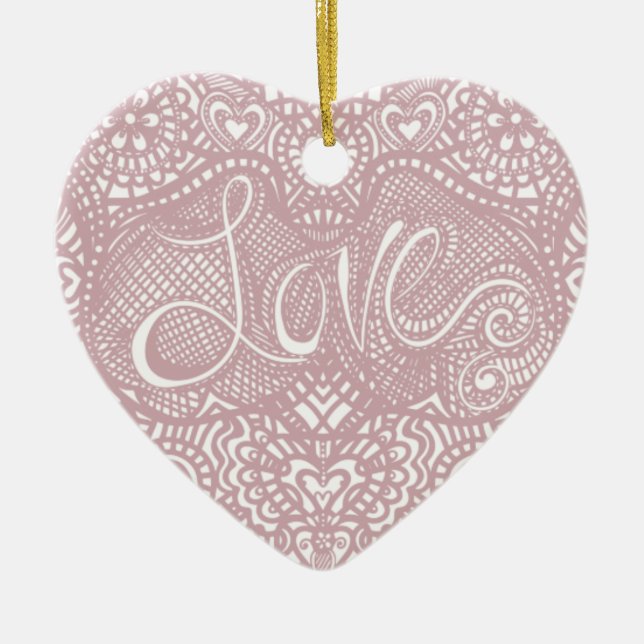 Ornement Cœur En Céramique Coeur d'amour (Devant)