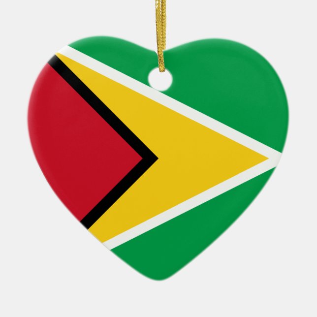 Ornement Cœur En Céramique Coeur de drapeau de la Guyane (Devant)