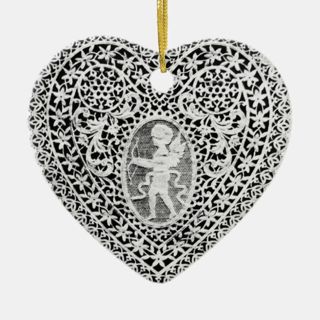 ORNEMENT CŒUR EN CÉRAMIQUE COEUR DE LAME CUPID (Devant)