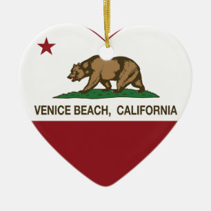 Ornement Cœur En Céramique coeur de plage de Venise de drapeau de la