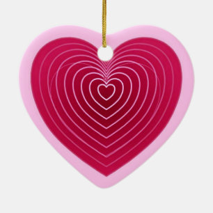 Ornement Cœur En Céramique Coeur rouge rose profond sur un arrière - plan ros