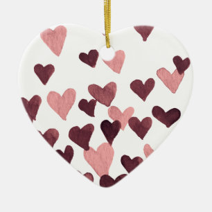 Ornement Cœur En Céramique Coeurs d'aquarelle de la Saint-Valentin - rose fon