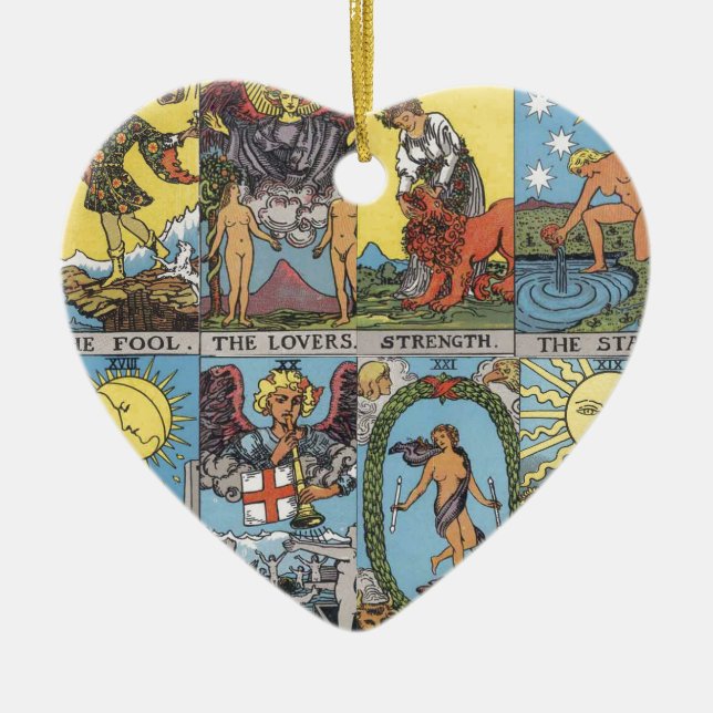 Ornement Cœur En Céramique Collage de carte de tarot (Devant)