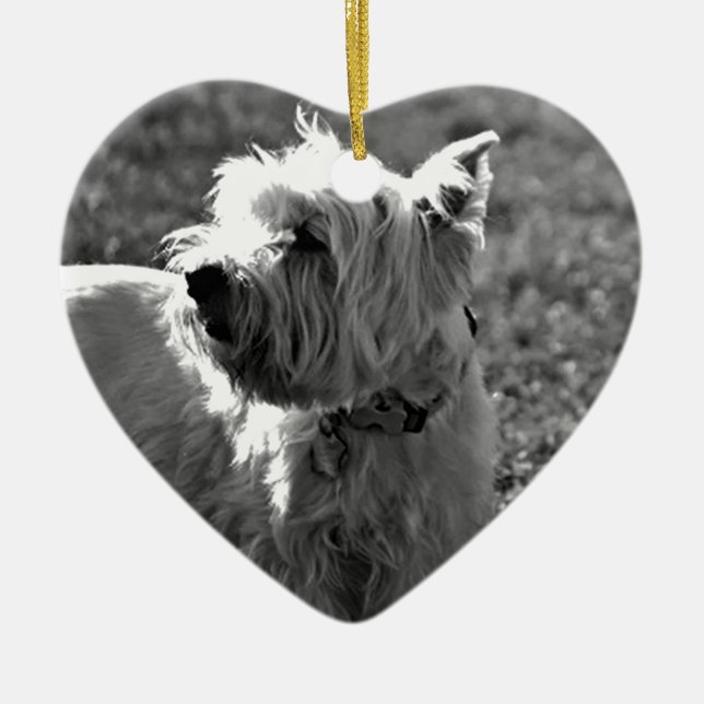 Ornement Cœur En Céramique Collection adorable de Westie Terrier (Devant)