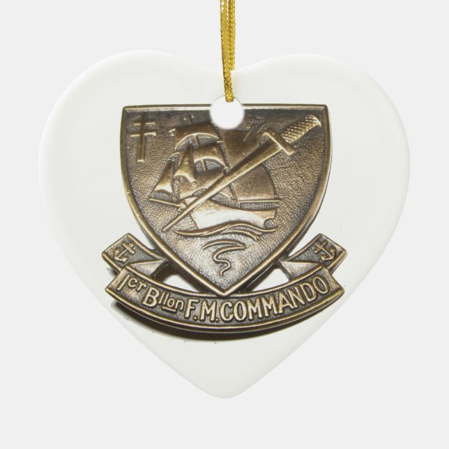 Ornement Cœur En Céramique Commando Kieffer - Insigne 1er BFMC (Devant)