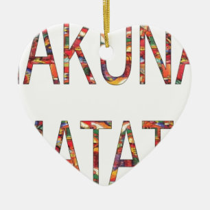 Ornement Cœur En Céramique Couleurs Vintages africaines Hakuna Matata.jpg