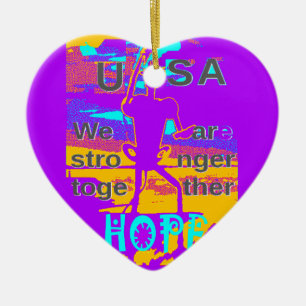 Ornement Cœur En Céramique Create Your USA Hope We Are Stronger Together