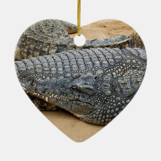 Ornement Cœur En Céramique Crocodile (Dos)