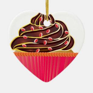 Ornement Cœur En Céramique Cupcakes