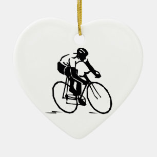 Ornement Cœur En Céramique Cycliste/cycliste/cavalier