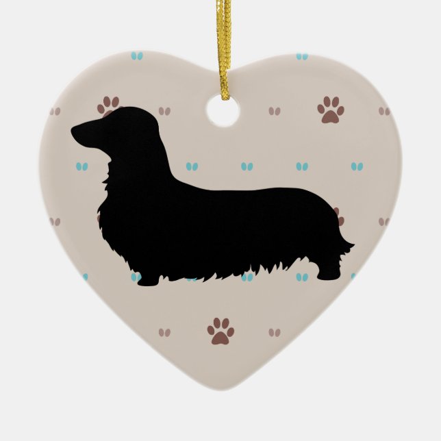 Ornement Cœur En Céramique Dachshund (Devant)