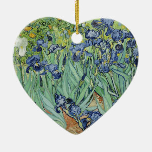 Ornement Cœur En Céramique De Van Gogh toujours la vie : Vase avec des iris