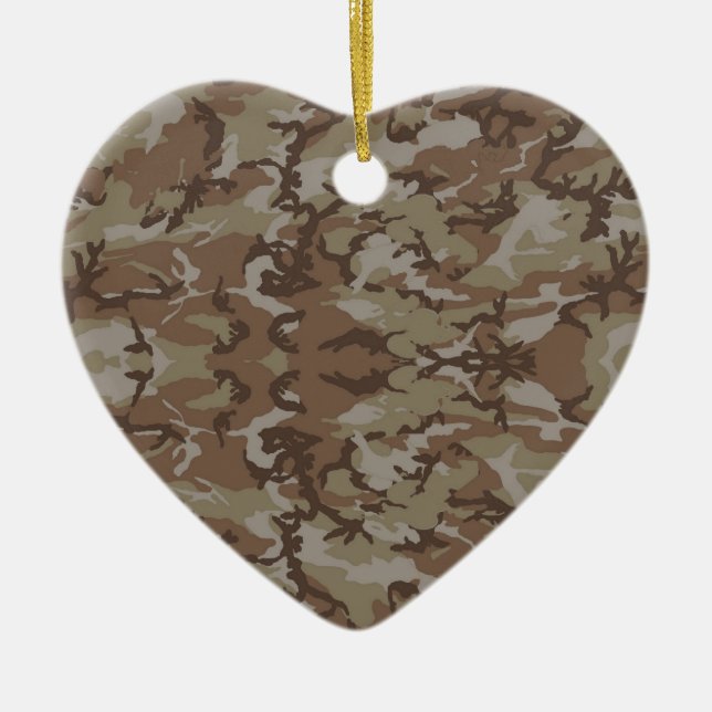 Ornement Cœur En Céramique Désert du Camouflage militaire (Devant)