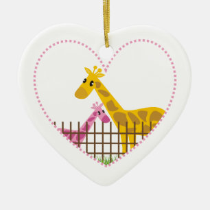 Ornement Cœur En Céramique Deux jolies girafes dans un coeur pointillé Mère E