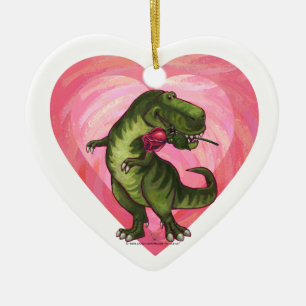 Ornement Cœur En Céramique Dinosaure avec Rose Soyez l'Ornement de la mine