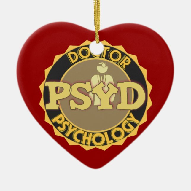Ornement Cœur En Céramique DOCTEUR OF PSYCHOLOGY PSYCHOLOGIST de LOGO de PsyD (Devant)