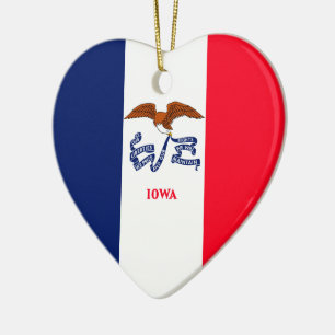 Ornement Cœur En Céramique Drapeau d'État Iowa