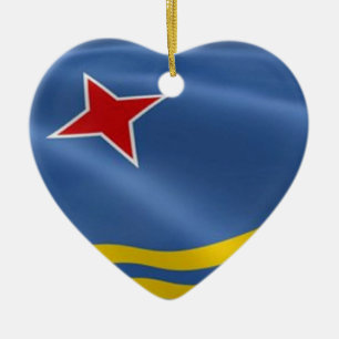 Ornement Cœur En Céramique Drapeau d'ornement d'Aruba