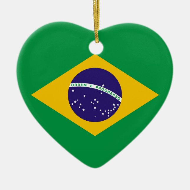 Ornement Cœur En Céramique Drapeau du Brésil Bandeira do Brasil (Devant)