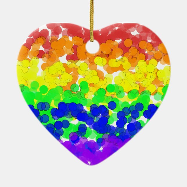 Ornement Cœur En Céramique Drapeau gay pride Bokeh (Dos)