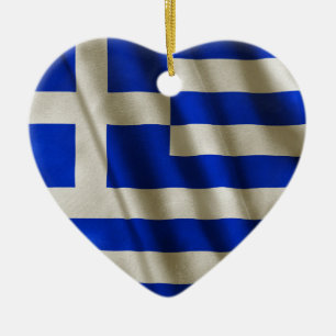 Ornement Cœur En Céramique Drapeau grec
