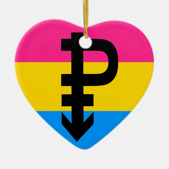 Ornement Cœur En Céramique Drapeau Pansexual (Devant)