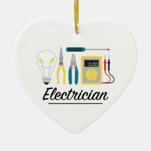 Ornement Cœur En Céramique Électricien