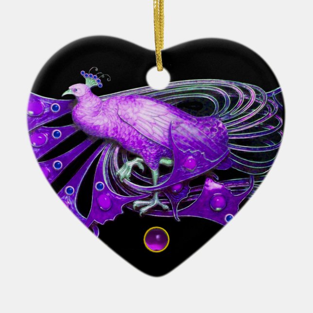 ORNEMENT CŒUR EN CÉRAMIQUE ÉLÉGANT CAPITAINE EN PURPLE ATHYST HEART (Devant)