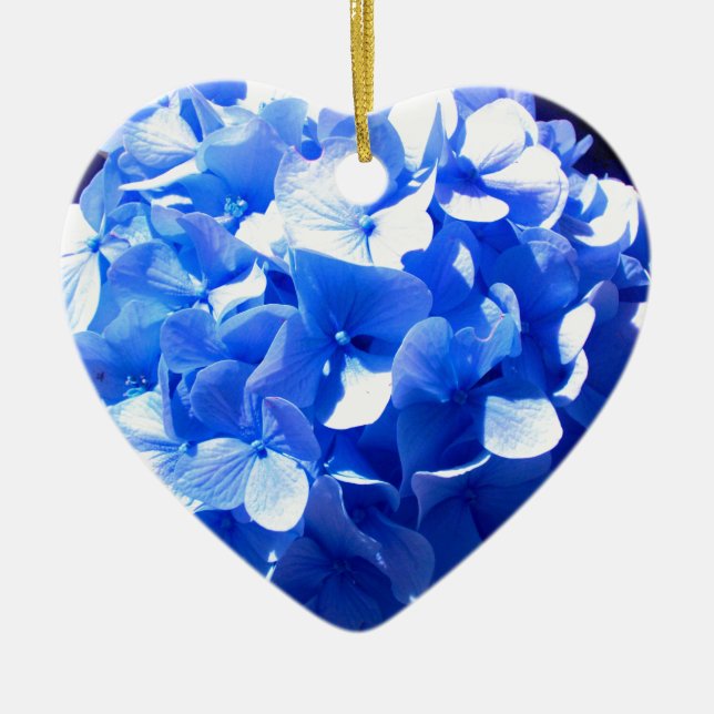 Ornement Cœur En Céramique ElégantCobalt bleu floral élégant hydrangeas (Devant)